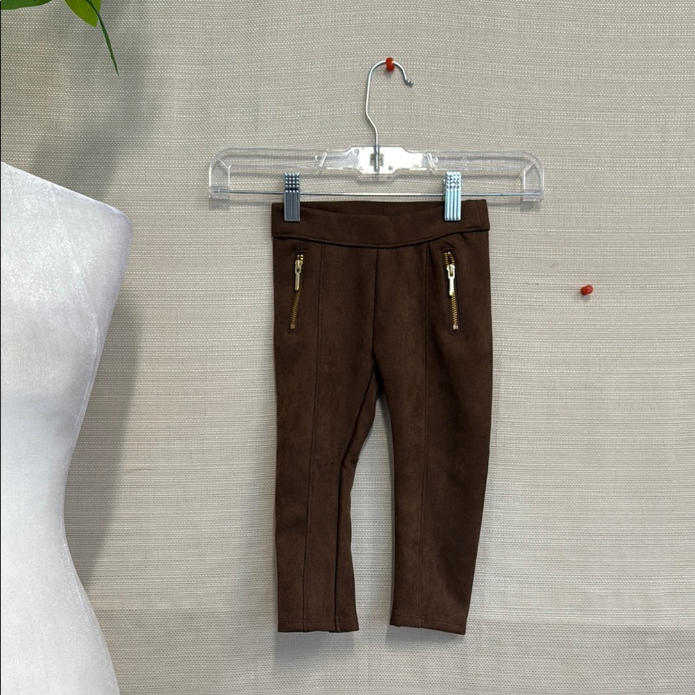 Brown Kids Bottoms with Zipper Accents